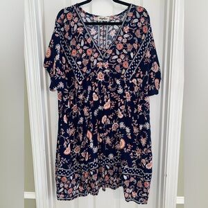 Elegant Floral V-Neck Midi Dress